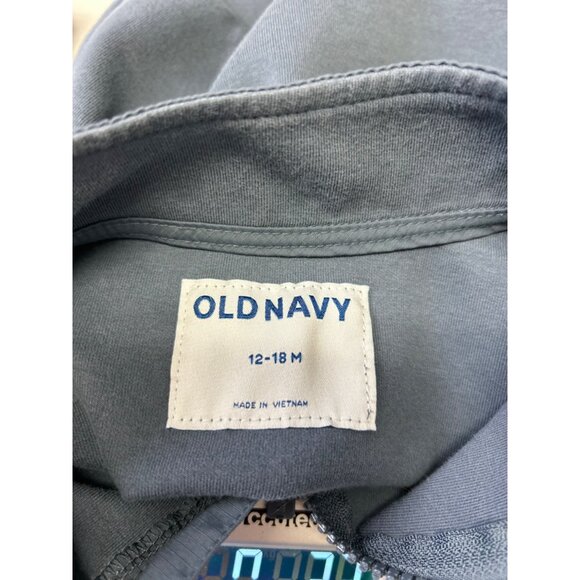 Old Navy Infant Quarter-Zip Pullover Sweatshirt 12-18M Dynamic Fleece Blue - Picture 3 of 8